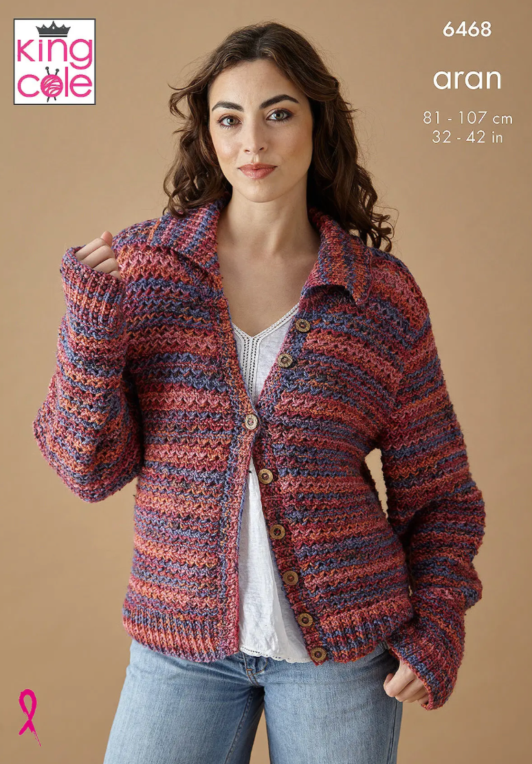 6468 King Cole Adults Cardigan and Waistcoat Knitting Pattern Aran Yarn