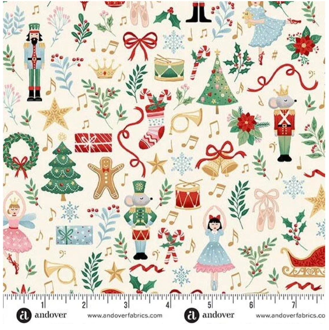 Makower Christmas The Nutcracker Cream Motives Cotton Fabric