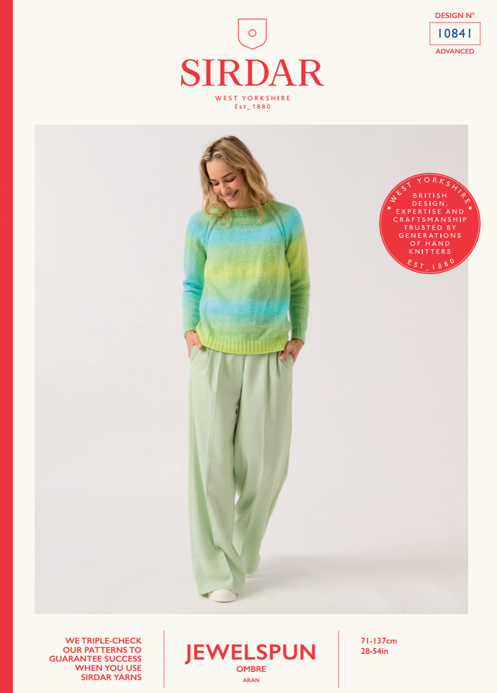 10841 Sirdar Knitted Top Sweater - Jewelspun Ombre Aran