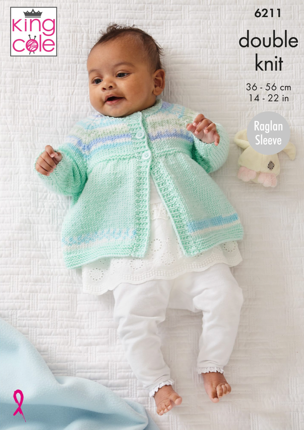 6211 King Cole Baby Sweater, Matinee Coat, Cardigan and Hat - Double Knit