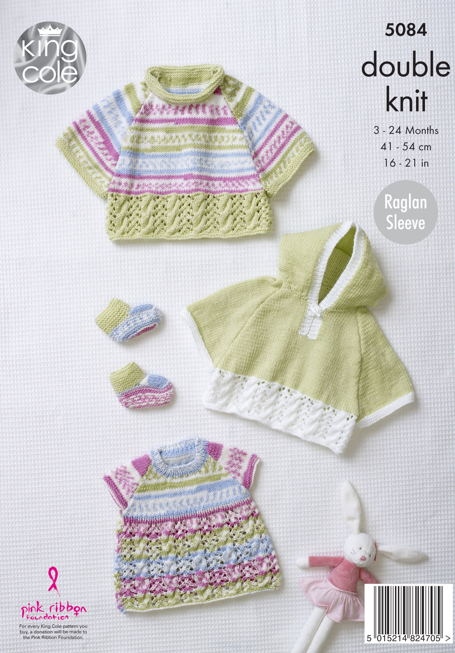 5084 King Cole Babies Capes, poncho Sweater Top and Bootees - Double Knit