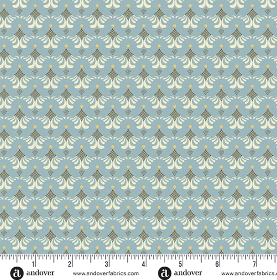 Andover Fabrics Flourish by Alexandra Bordallo Blue Evolving Grace A1627B