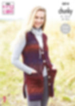 5814 King Cole Adults Hoodie Long Pocket Waistcoat and Hooded Waistcoat - Chunky