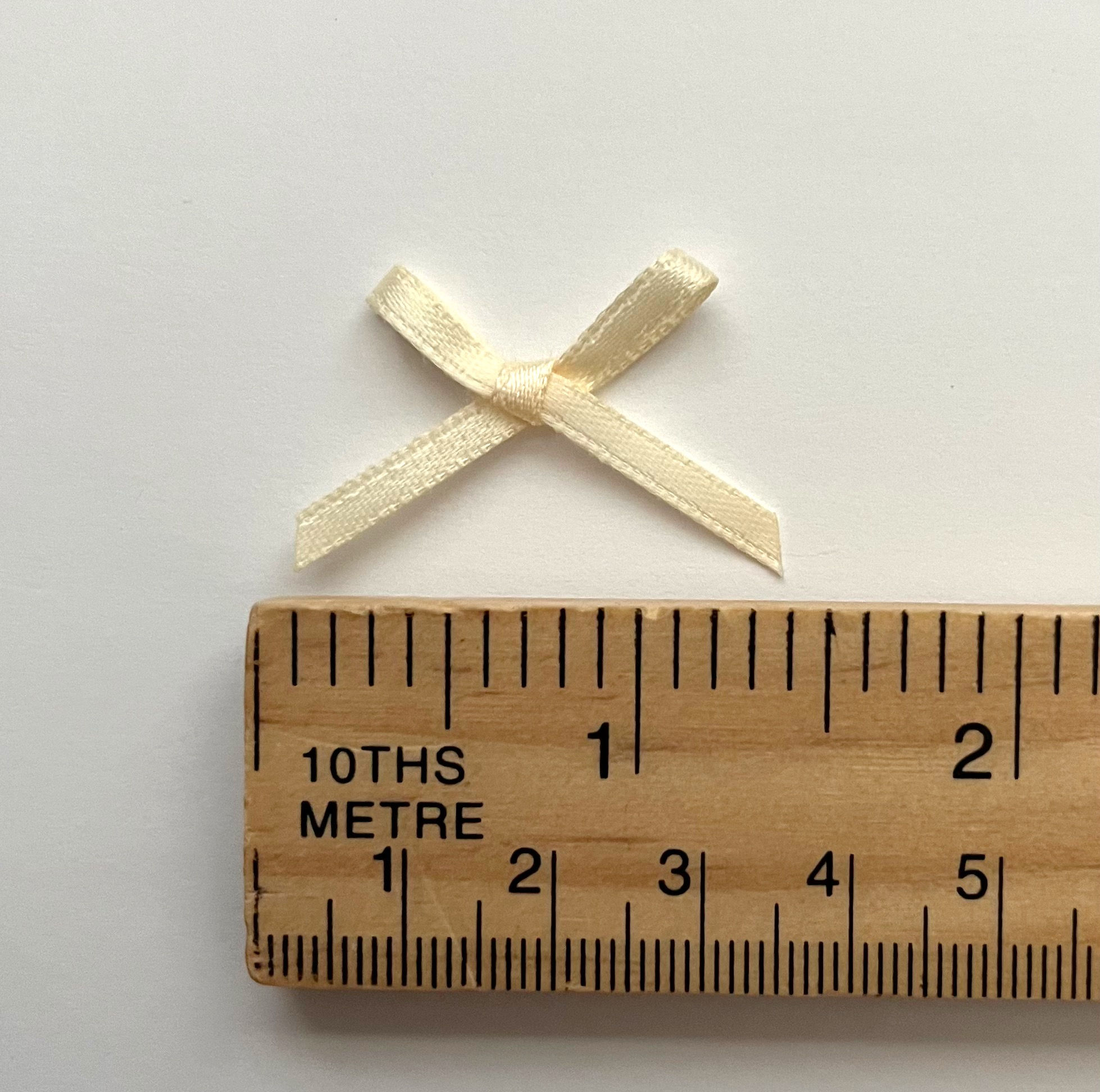 Cream Satin Bows - Ideal Baby for Garments - 3cm Wide