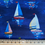 Thumbnail: Makower - Beside the Sea -Sail Boats Fabric - Dark Blue, seaside, sailing, nautical