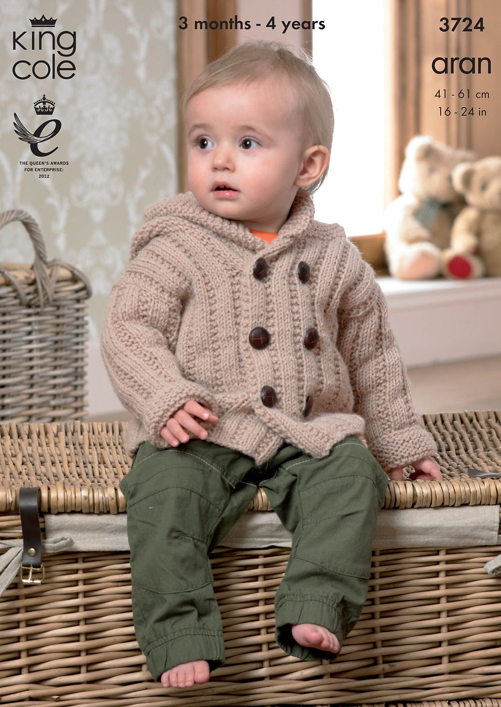 3724 King Cole Babies, Childrens Jacket, Cardigan and Blanket - Aran