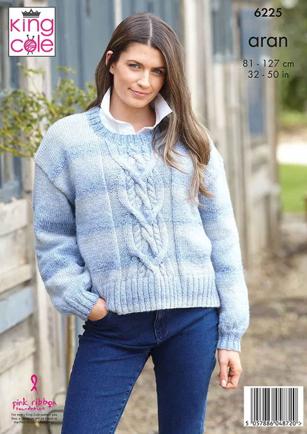 6225 King Cole Adults Roll Neck Sweater and Round Neck Sweater  in Aran