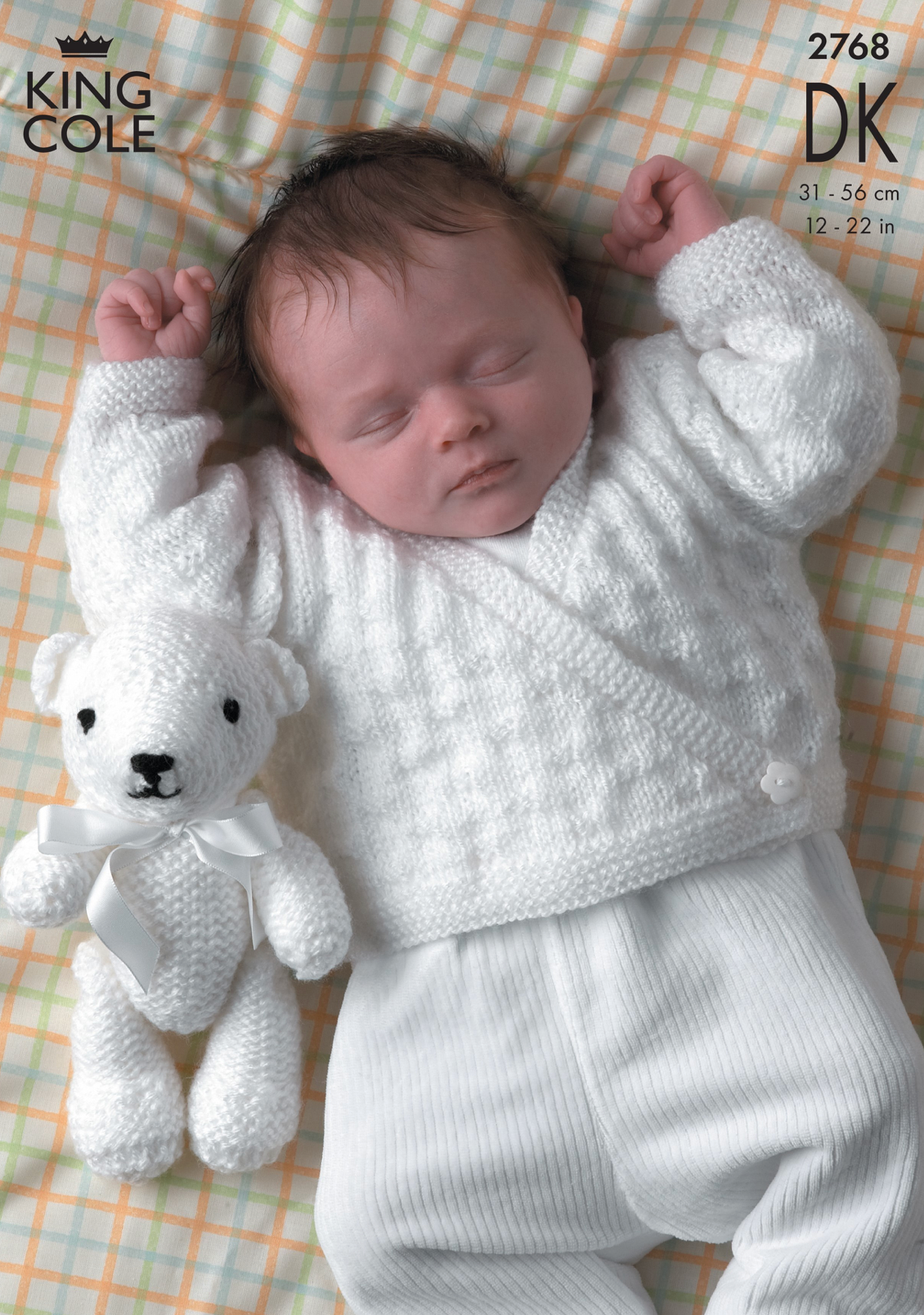 2768 King Cole Baby Sweater, V Neck Cardigan and Crossover Cardigan Double Knit