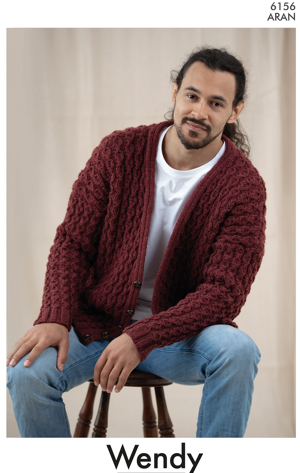 6156 Wendy Mens and Women's Cardigan Knitting Pattern in Aran Yarn
