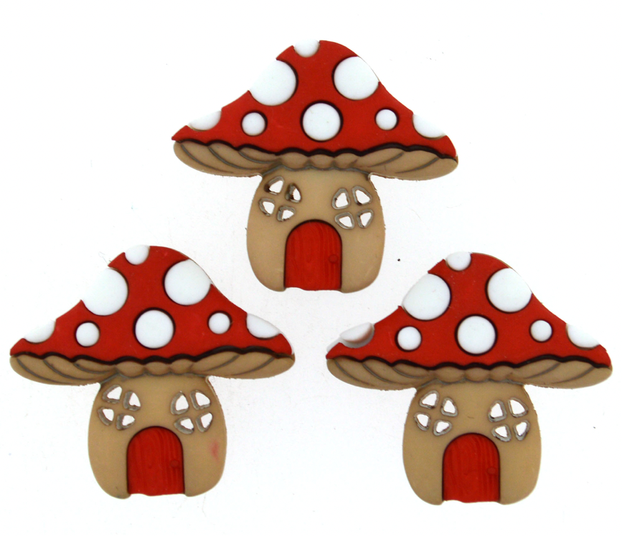 Dress it up Buttons -  Mushroom Houses 9387 - Childrens/Craf