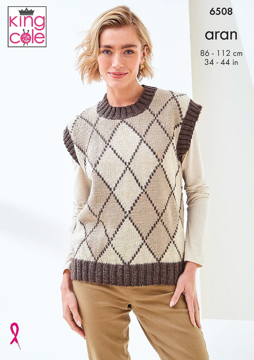 6508 King Cole Ladies Aran Knitting Pattern Sweater and Tank / Vest Top