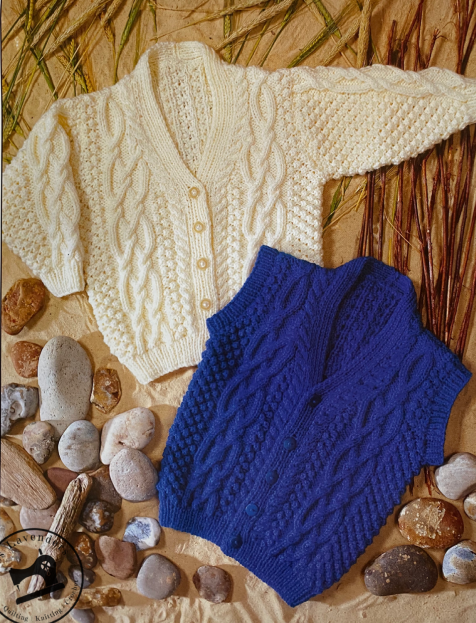7214 - Peter Gregory Baby, Childrens Cardigan and Waistcoat in Aran