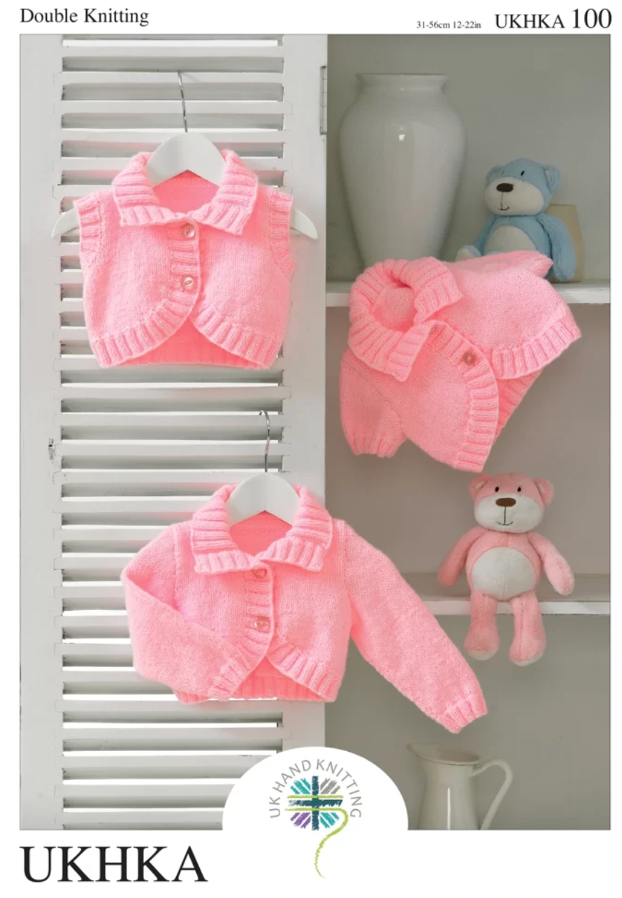 UKHKA 100 Double Knit Baby Cardigans and Waistcoat  -  DK