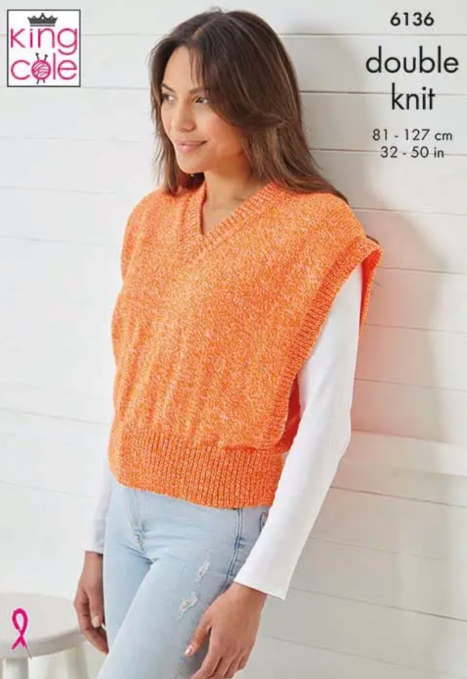 6136 King Cole Adults Slipover Tank Top  -  Double Knit DK