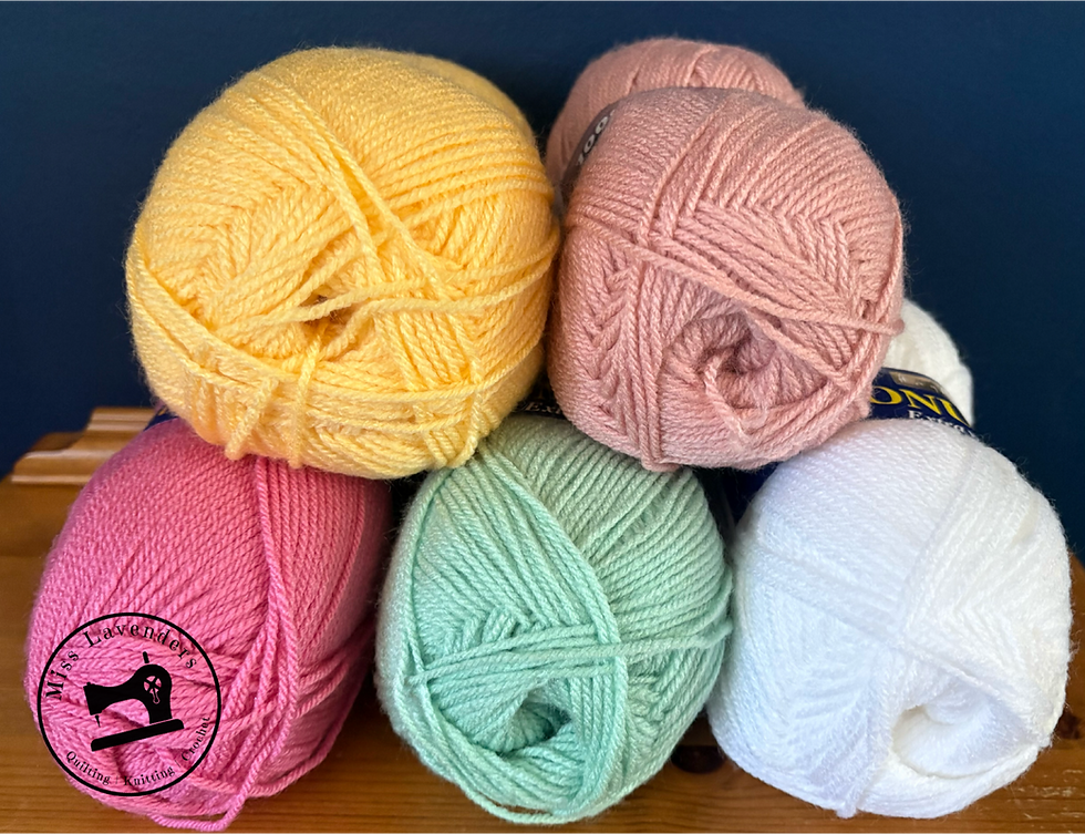 Hayfield Bonus DK -  Yarn Pack - 'Pastel Dreams' - 5 x Double Knit Baby Colours white, jade, pink, lemon oyster