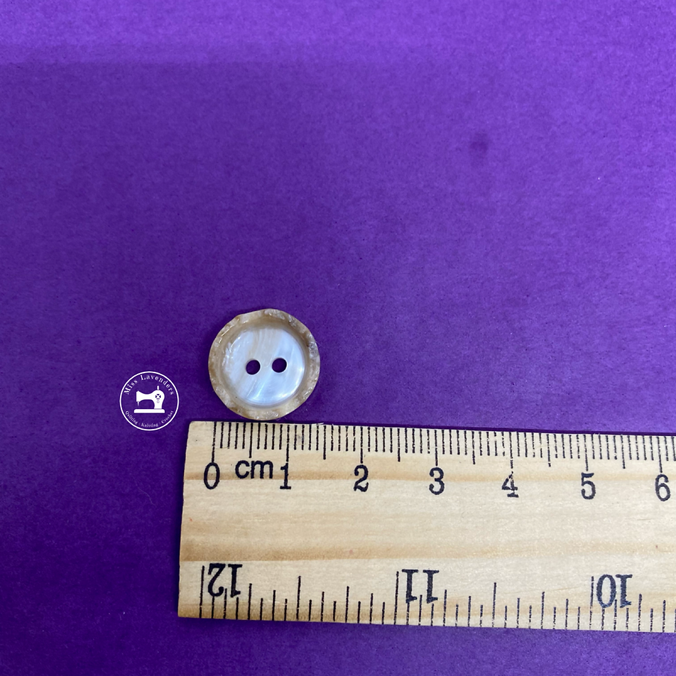 Pearl White with Brown Raised Edge Button - 15mm