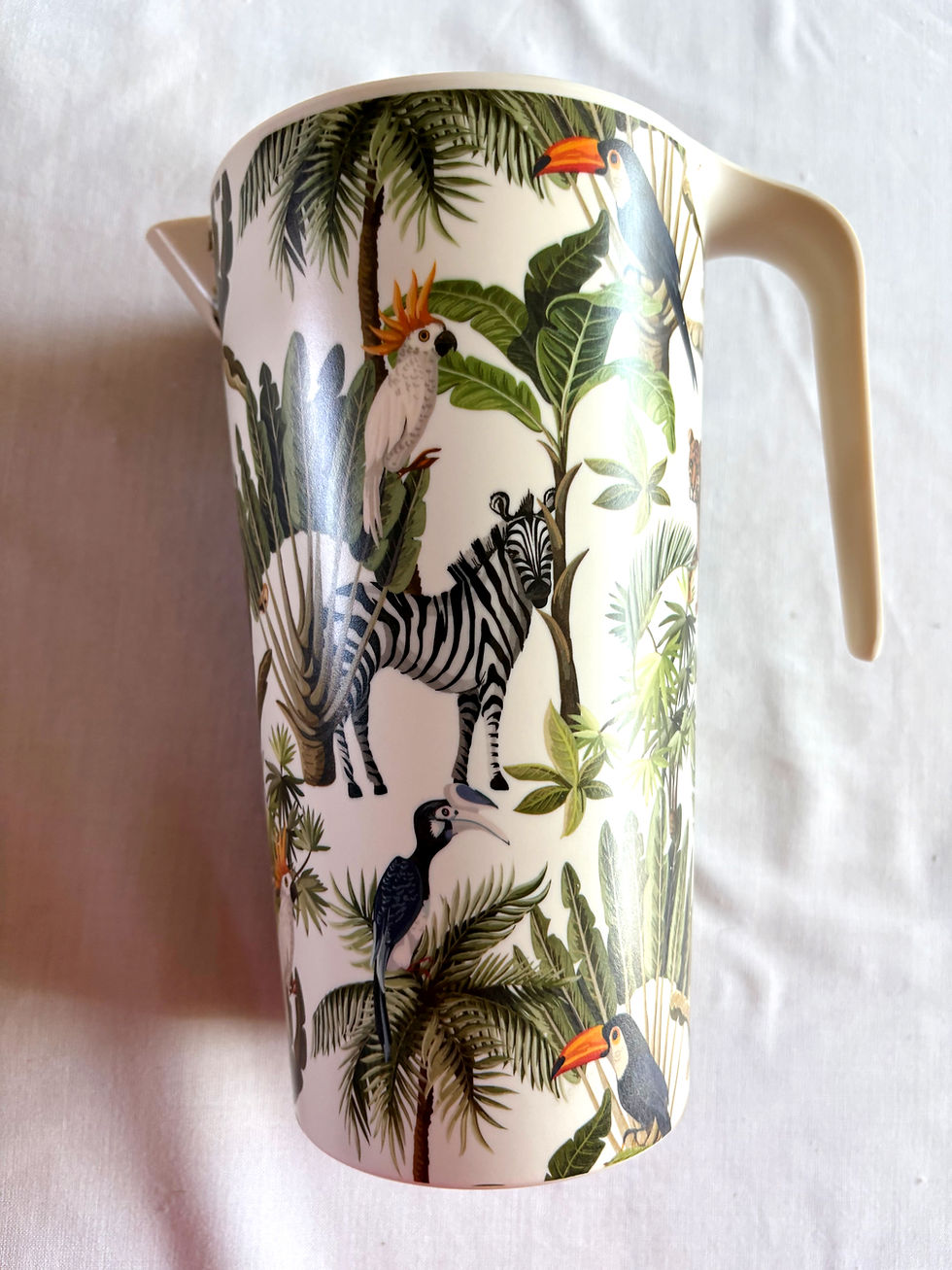 Juice or Cocktail Jug Jungle Print with Zebra, Leopard, Birds 21cm tail 1.8L