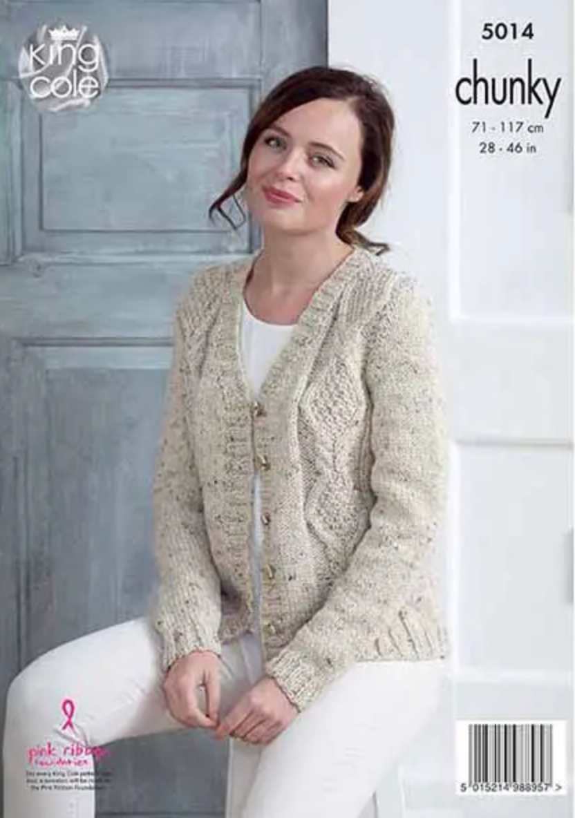 5014 King Cole Ladies Chunky Knitting Pattern Cardigans