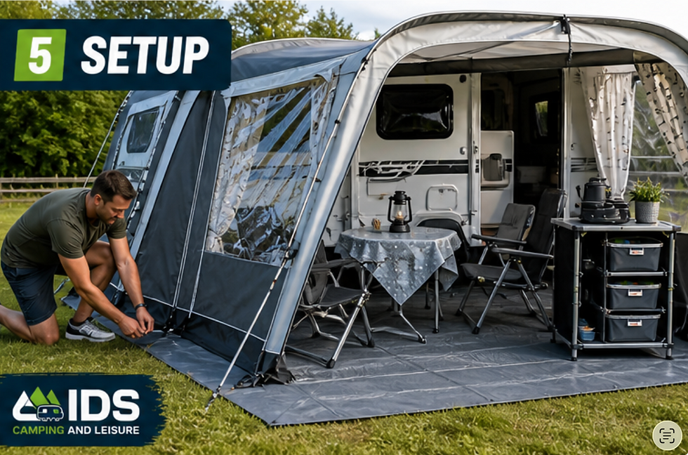setting up a caravan on first trip