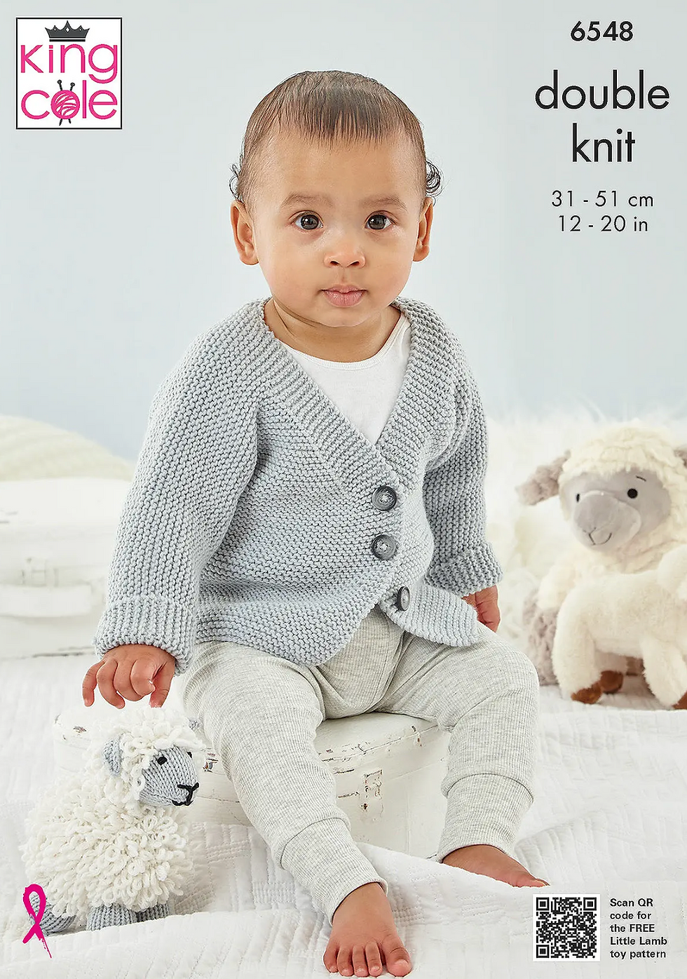 6548 King Cole Knitting Pattern , Wrap Cardigan, Button Cardigans Double Knit DK