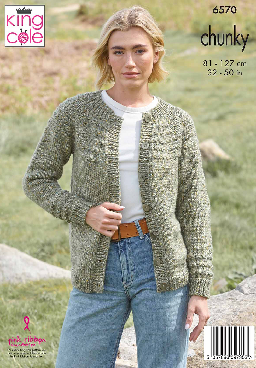 6570 King Cole Ladies Sweater and Cardigan Knitting Pattern in Chunky – Leaflet