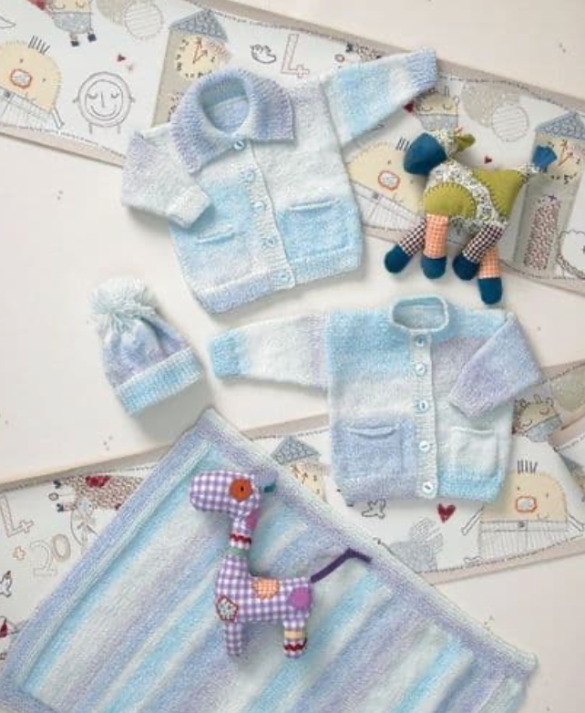 JB010 - James C Brett Babies Cardigans, Hat, and Blanket Double Knit
