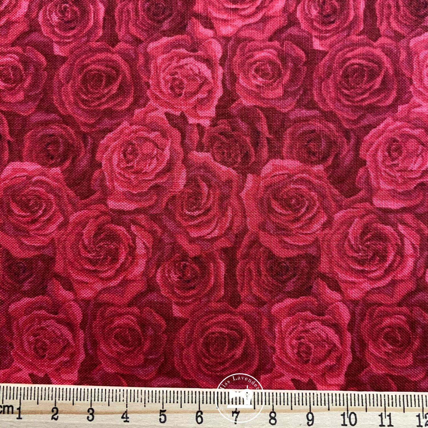Makower Summer Garden Packed Rose Red Fabric