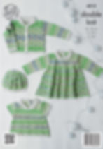 4312 - King Cole Babies Top, Dress, Cardigan and Beret Hat- Double Knit