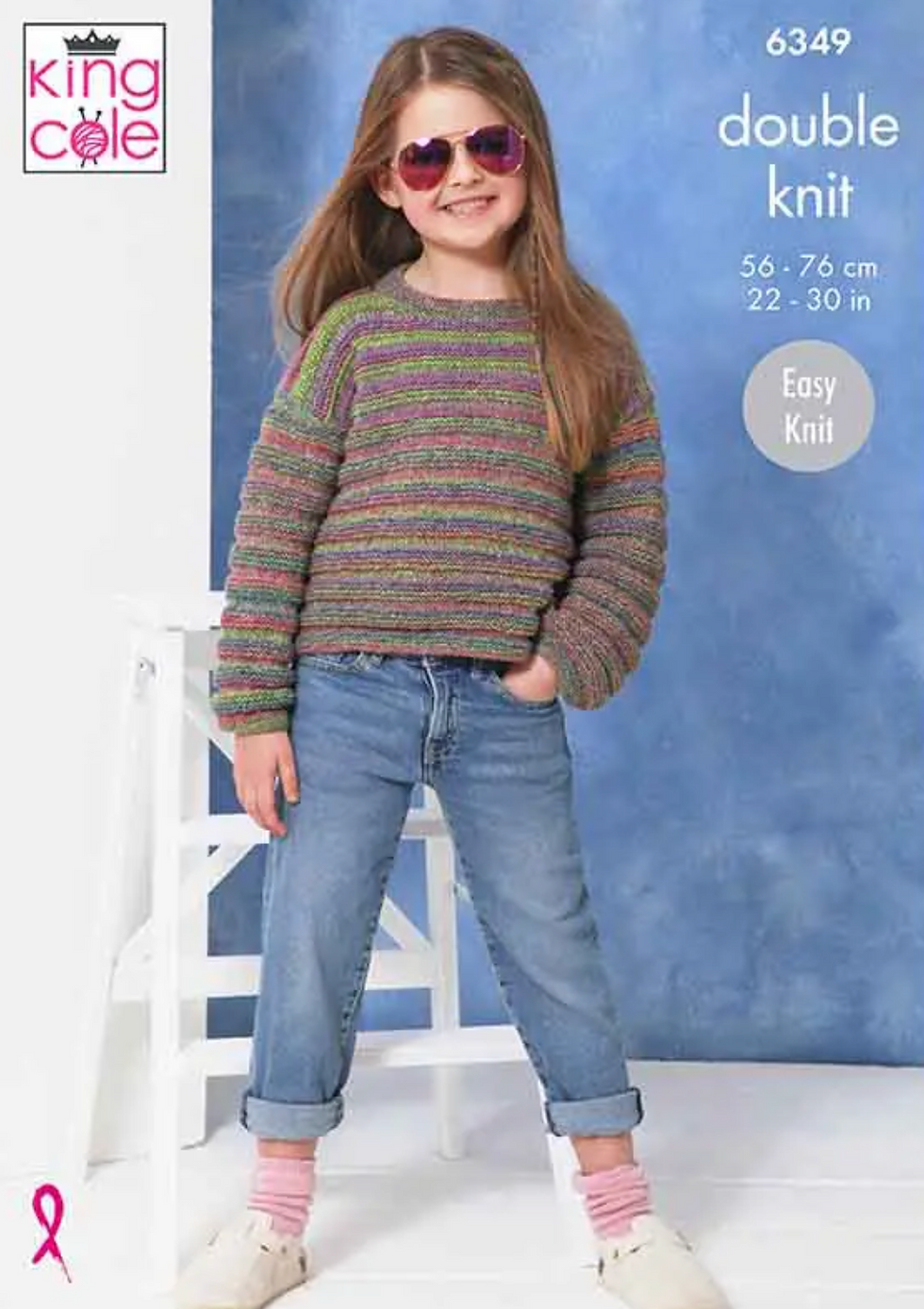 6349 King Cole Children's Sweater, Cardigan Knitting Pattern Double Knit DK