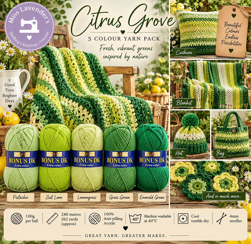 Hayfield Bonus DK – Citrus Grove Greens Bundle of 5 - 100g Balls Double Knit