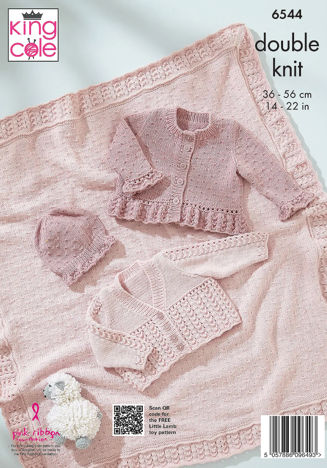 6544 King Cole Baby Knitting Pattern Cardigans, Hat, Blanket in Double Knit DK