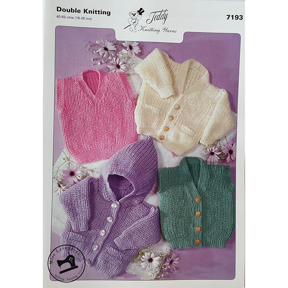 Teddy Baby Cardigans, Hoodie and Slipover in Double Knit - 7193