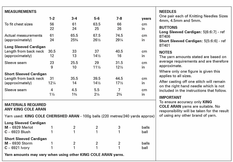 Thumbnail: King Cole 6614 Children's Aran Knitting Pattern – Long,  Short Sleeved Cardigans