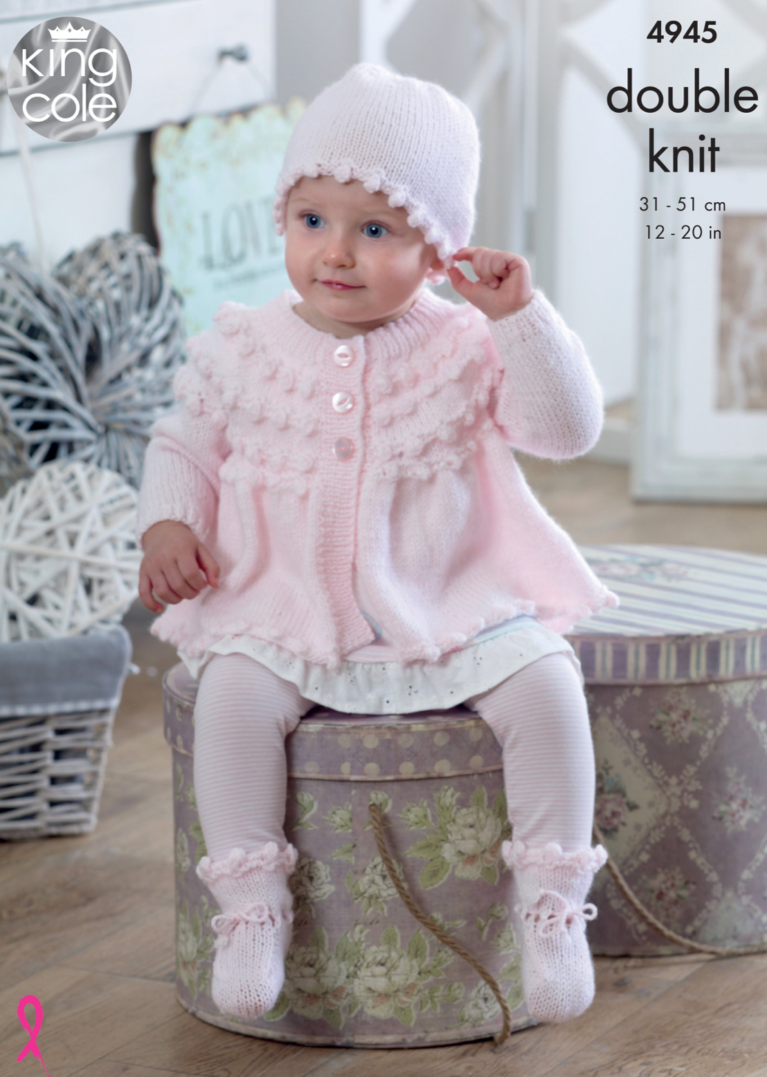 4945 King Cole Babies Jacket, Hat, Bonnet, Mittens, Blanket - Double Knit