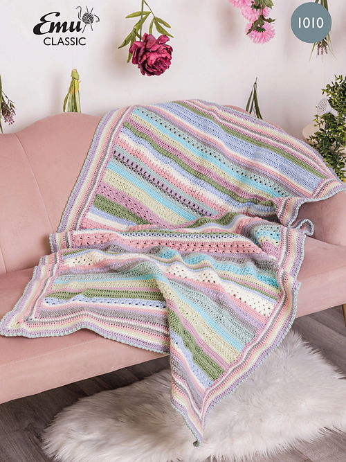 1010  - EMU Crochet Pattern - The Forget Me Not Crochet Blanket - Double Knit
