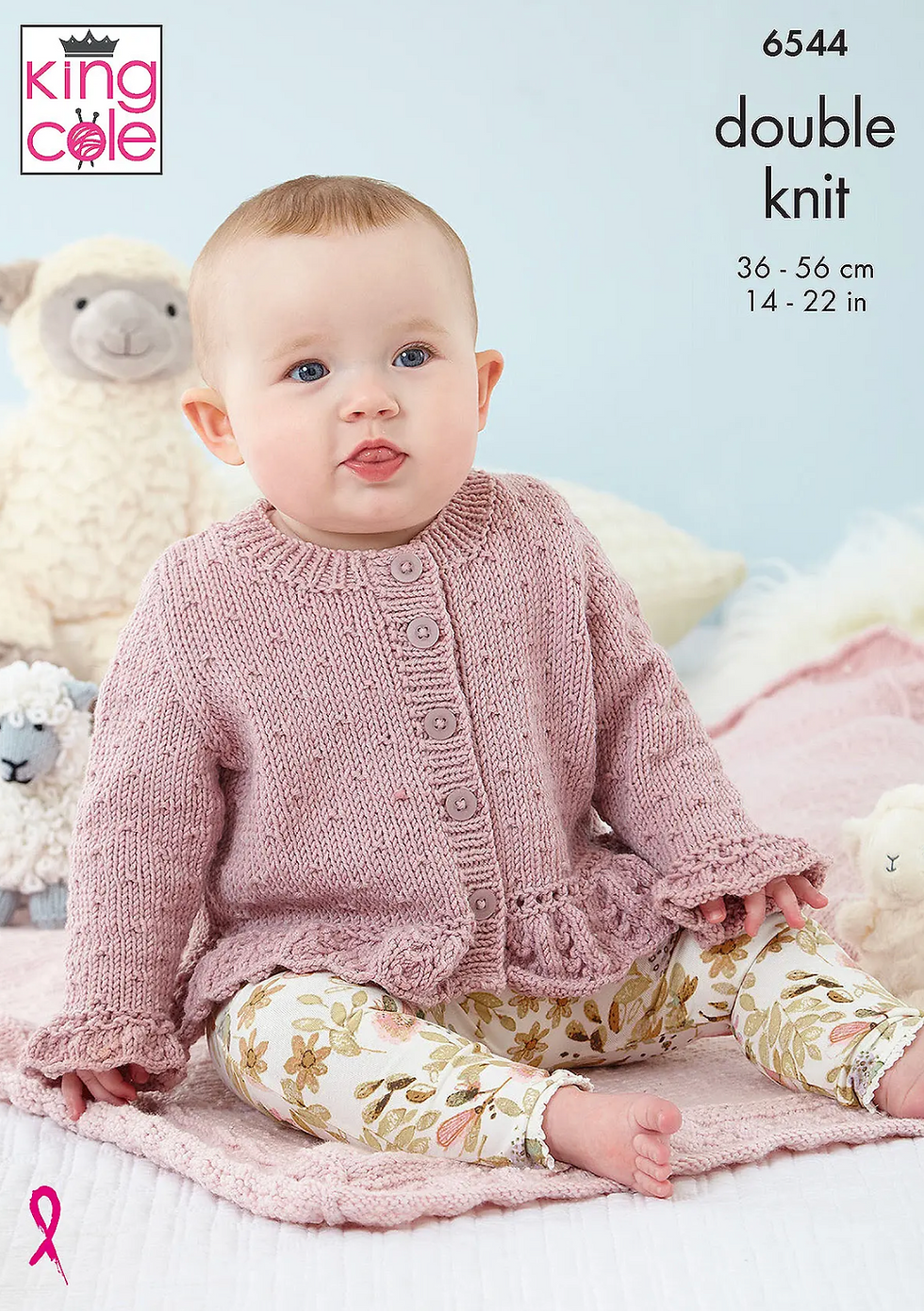 6544 King Cole Baby Knitting Pattern Cardigans, Hat, Blanket in Double Knit DK