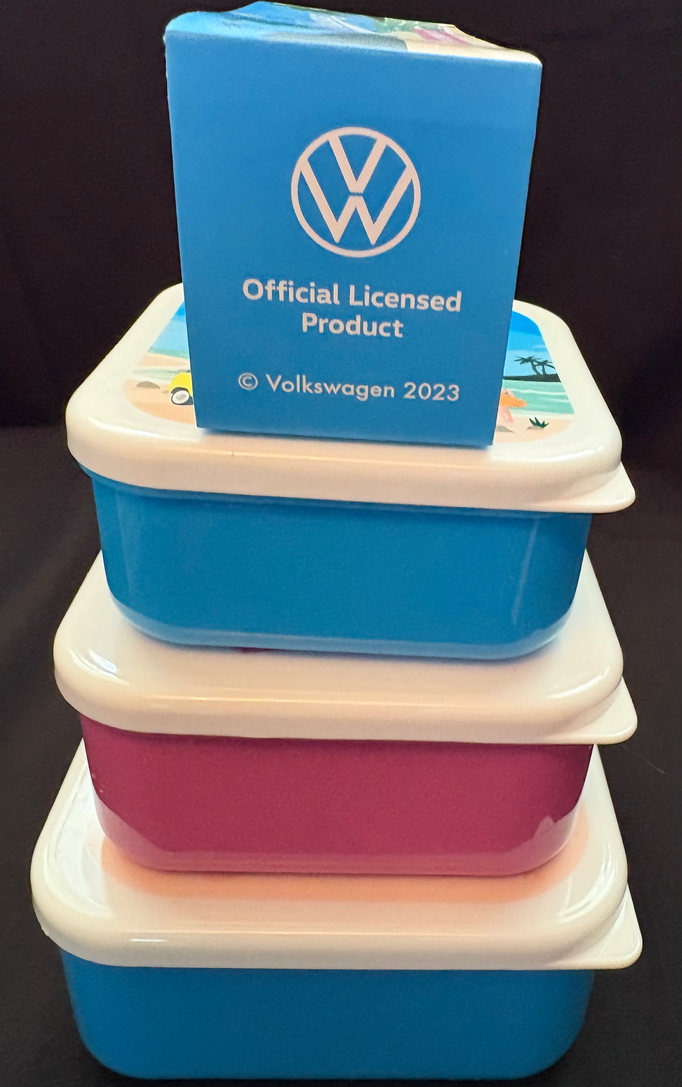 Thumbnail: VW Camper Stackable Lunch Boxes - 3 Sizes with VW Dub Camper Print - Ideal Gift
