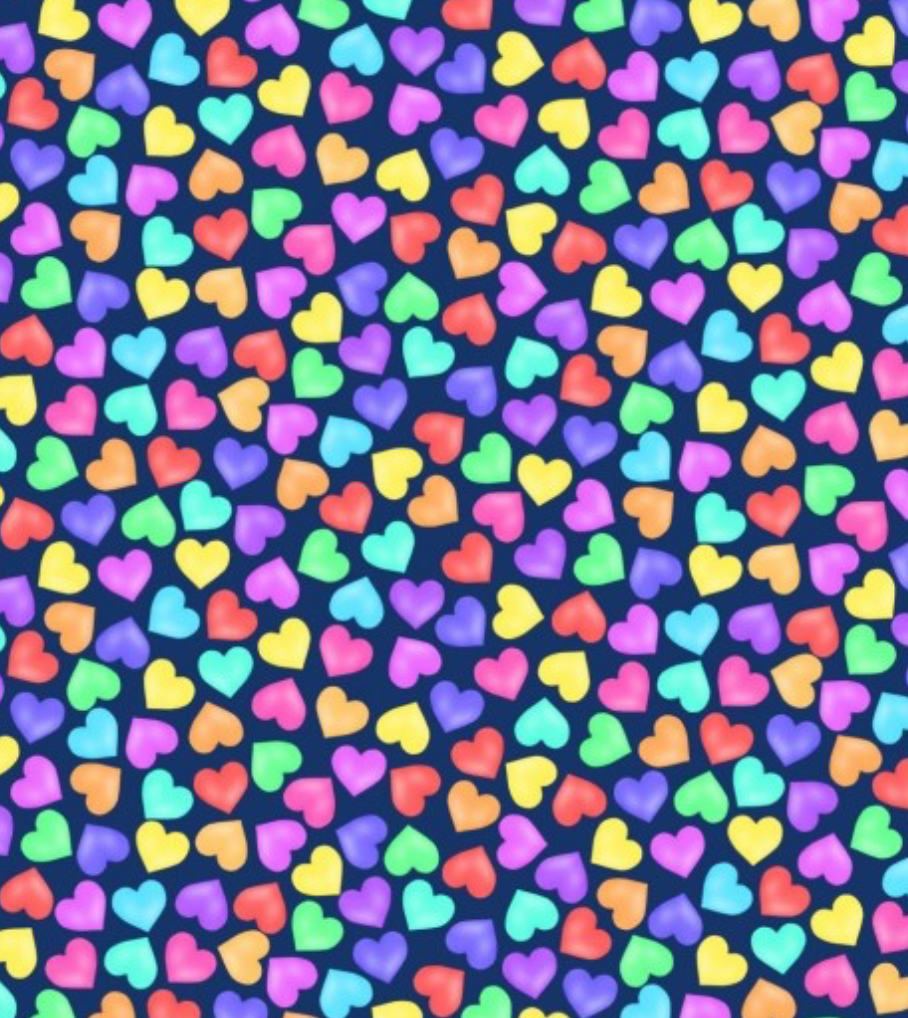 Nutex Princess Dreams by Fiona Clarke - Hearts Navy Blue Background Colourf