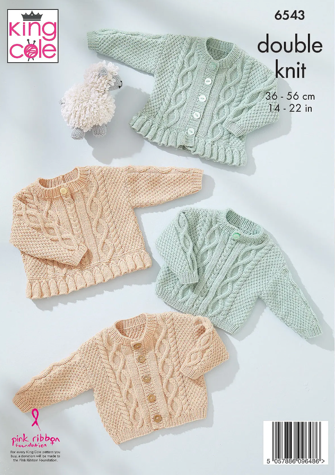 6543 King Cole Babies Cardigans and Sweaters Knitting Pattern in double knit DK