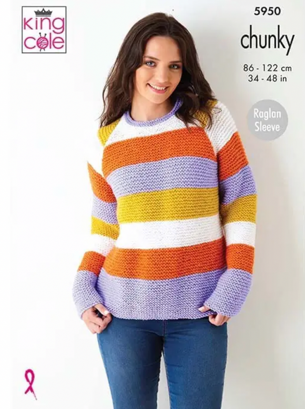 5950 King Cole Adults Round Round Neck Sweater and Boat Neck Sweater in Chunky