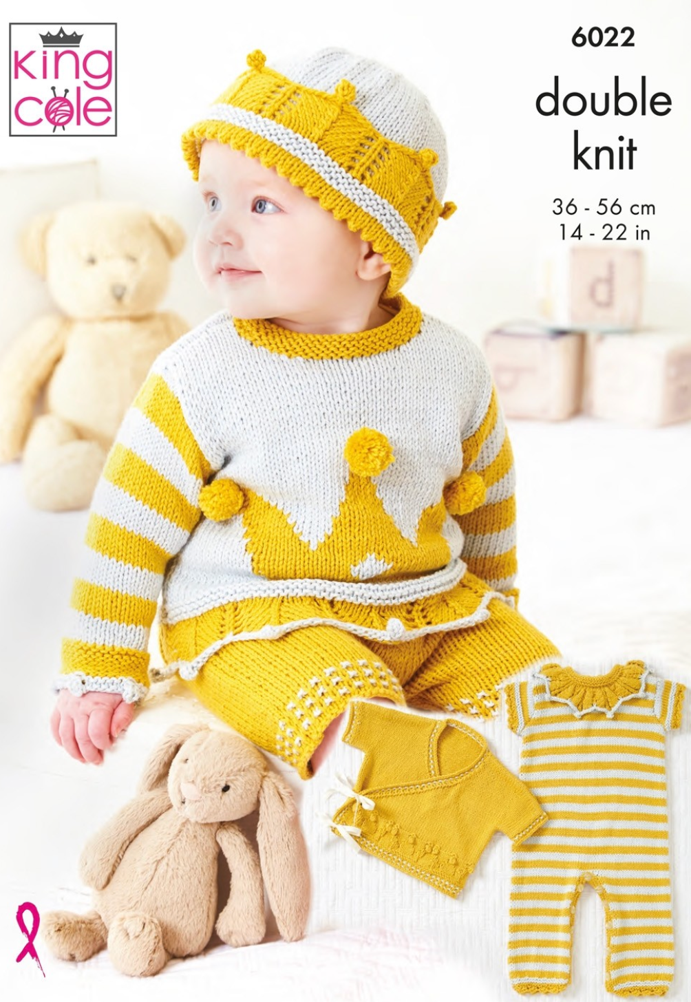 6022 - King Cole Coronation Babies Cardigan, Sweater, leggings, Onesie, Hat, Double Knit