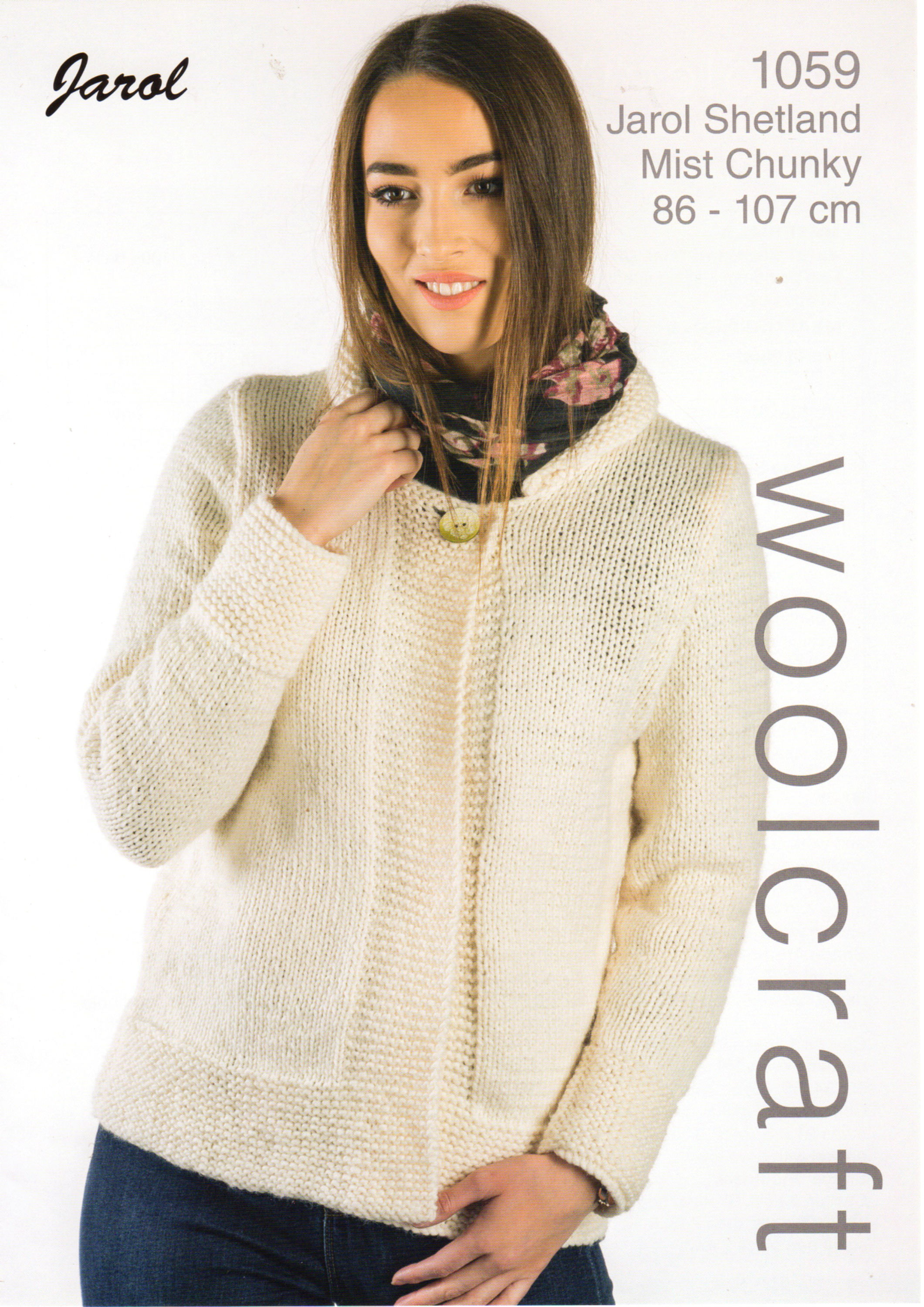 059 Jarol Woolcraft Adult Ladies Shawl Neck Cardigan in Chunky