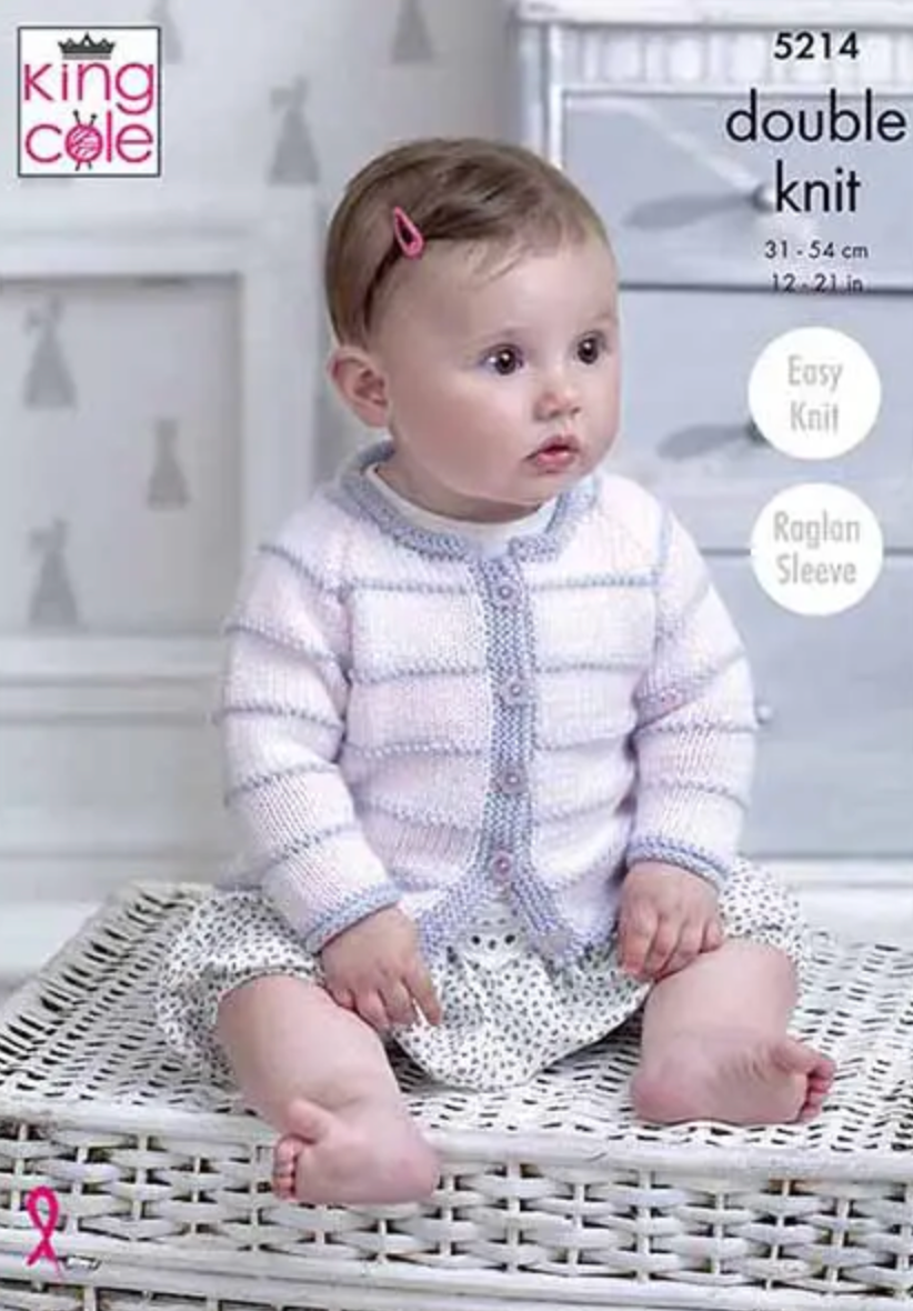 5214 King Cole Baby Cardigans - Premature babies upto 24 months Double Knit