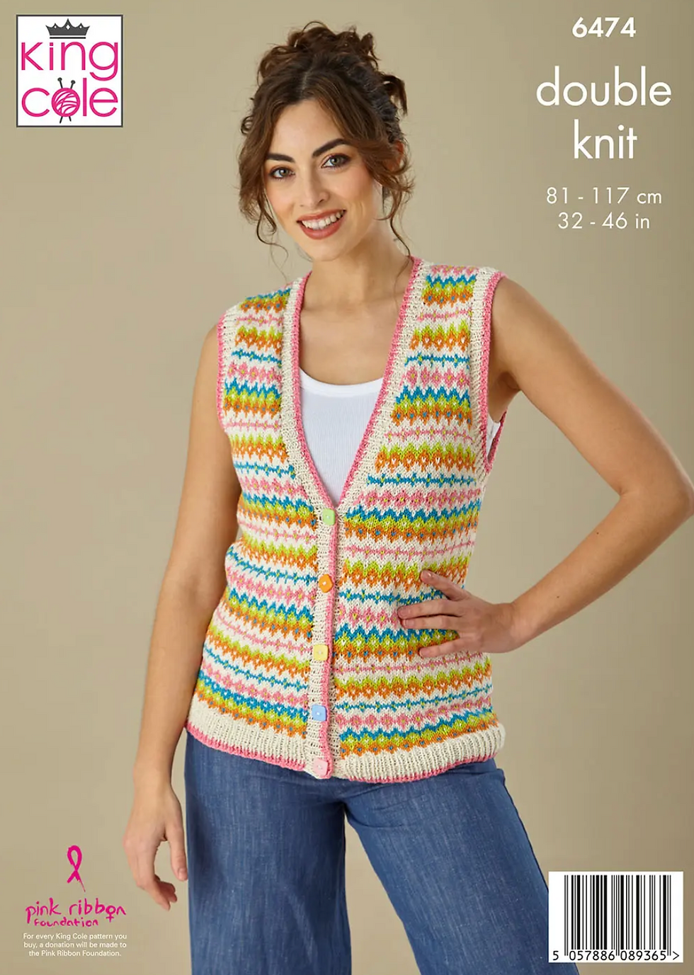 King Cole 6474 Knitting Pattern – Adult Tank Top & Waistcoat (Double Knit DK, Double Fair Isle) Create stylish, statement lay