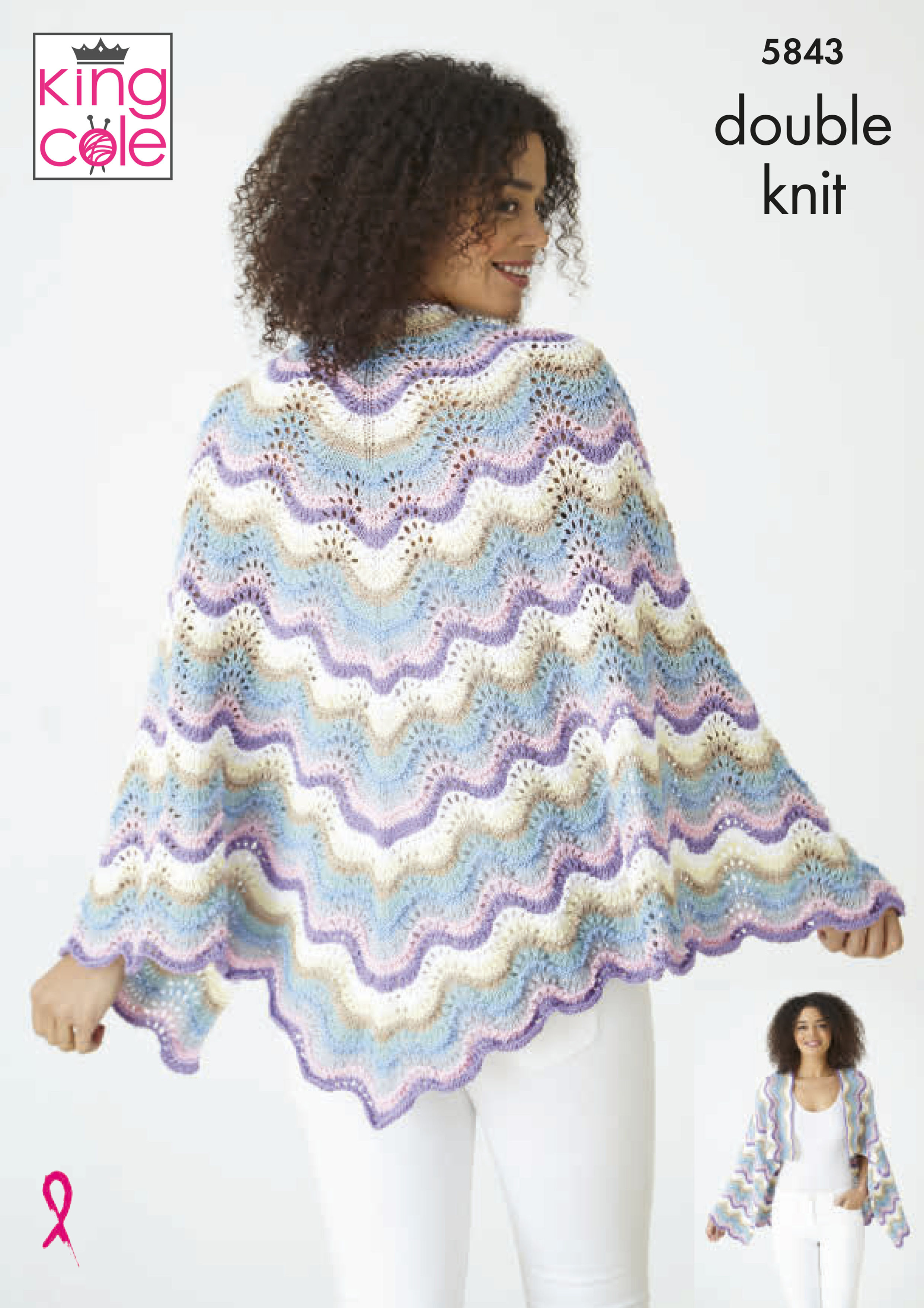 5843 - King ColeKnitted Shawl and Wrap - Double Knit