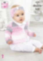 King Cole Babies Newborn Toddler Raglan Sleeves Cardigans and Headband - Double Knit 5773