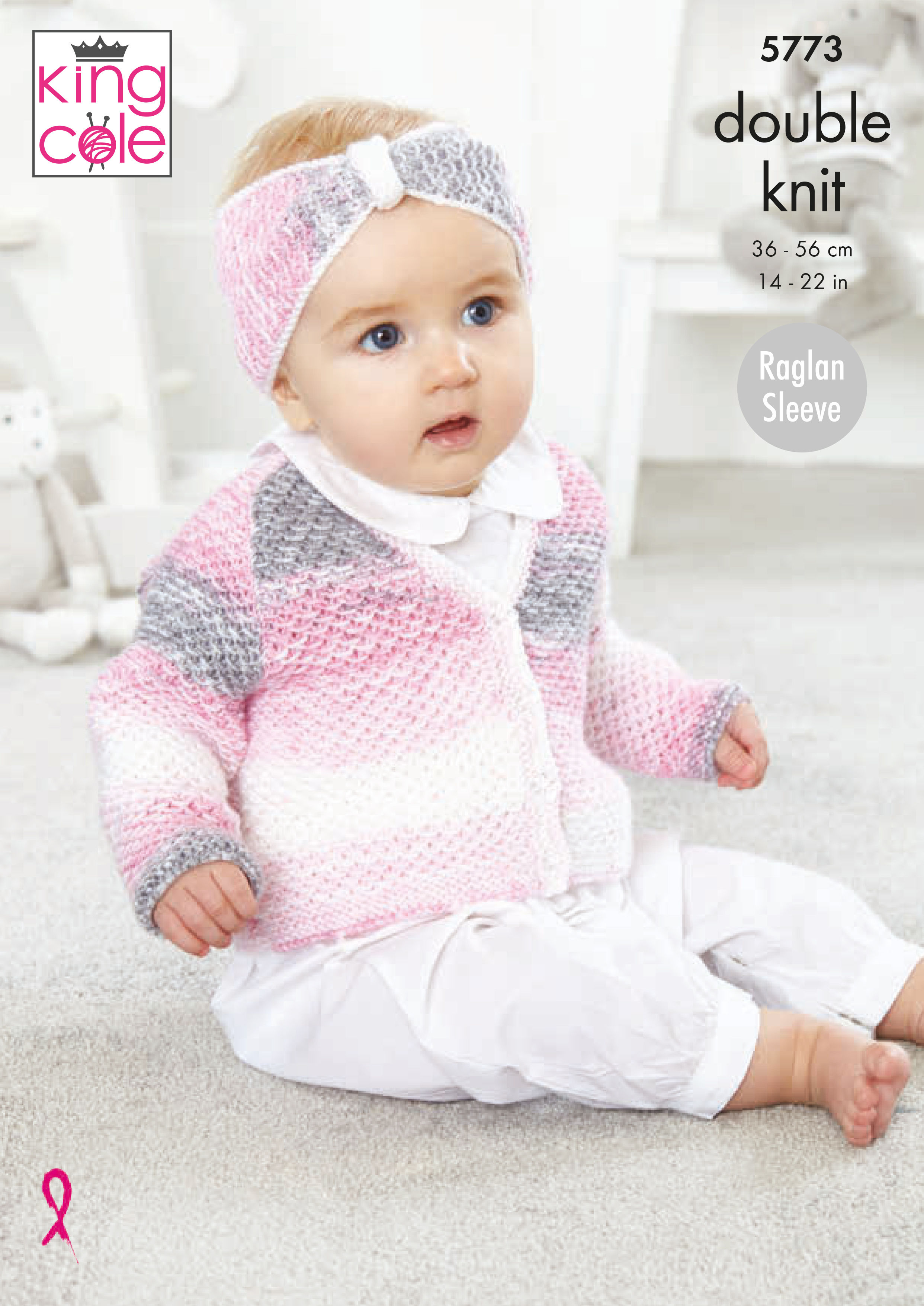 King Cole Babies Newborn Toddler Raglan Sleeves Cardigans and Headband - Double Knit 5773