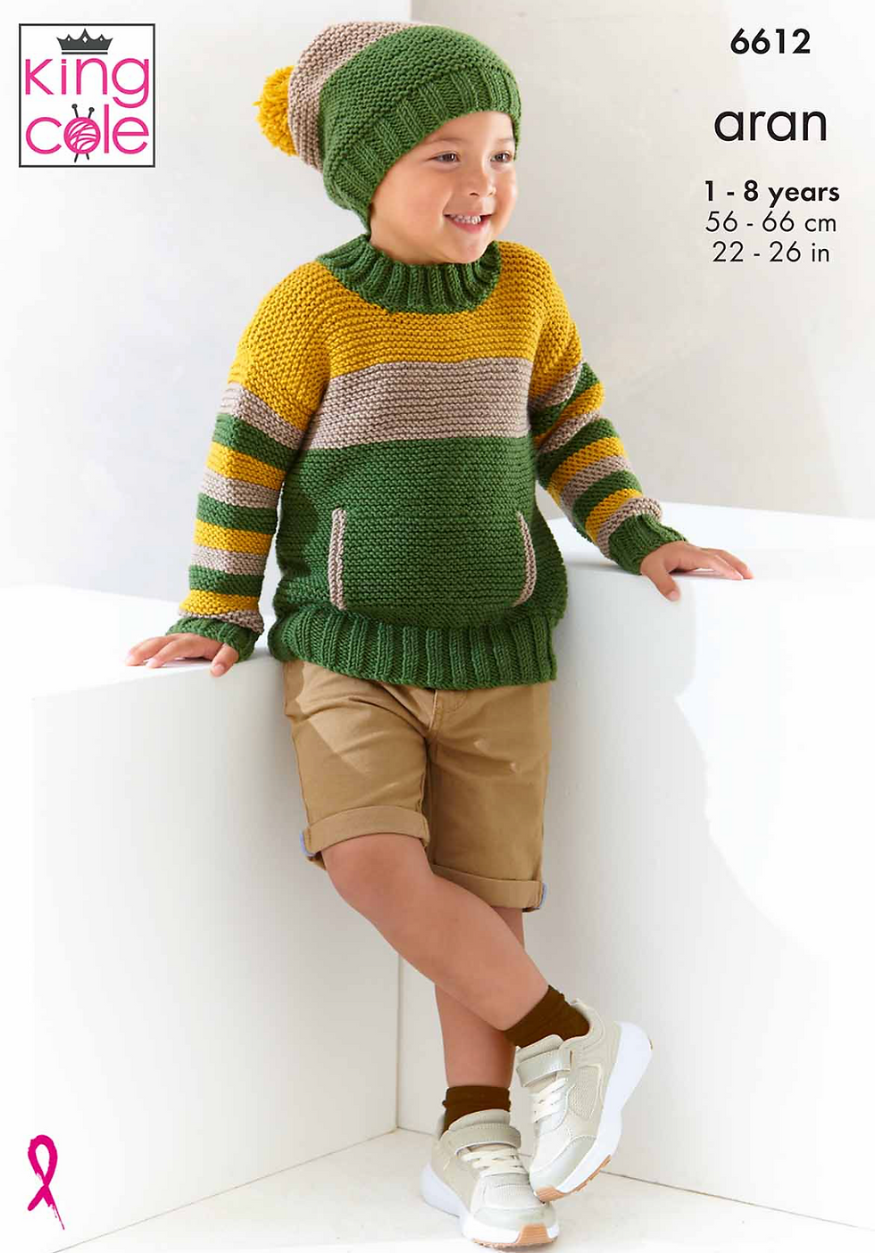 King Cole 6612 Children's Aran Knitting Pattern Sweaters and Hat