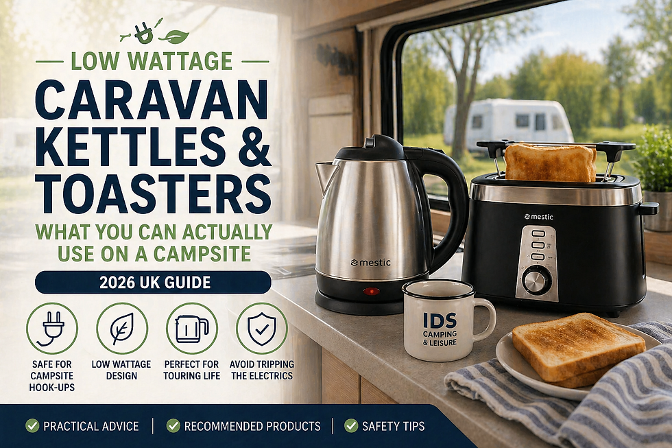 low watt caravan kettle toaster guide campsite electric hook up UK
