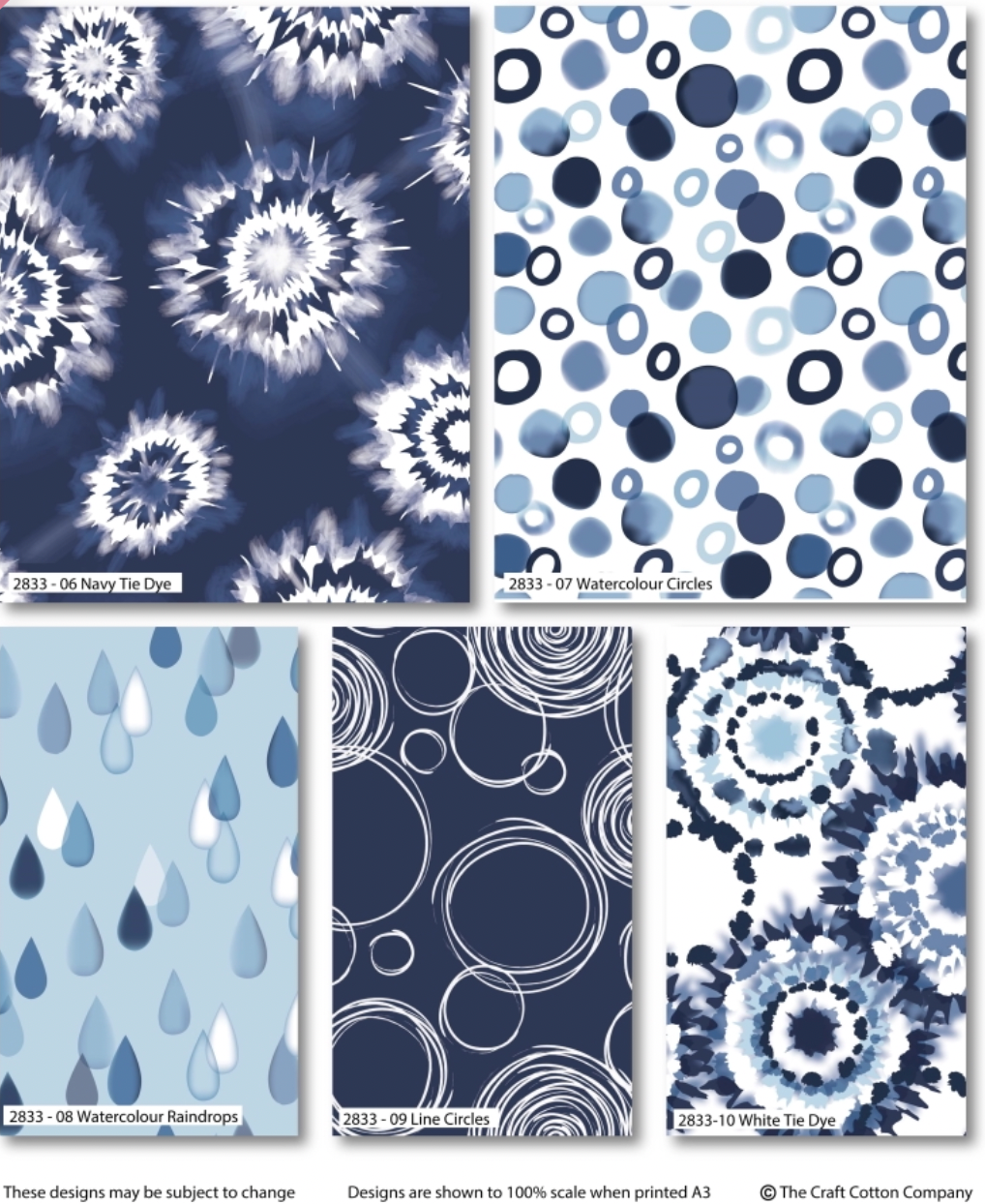 Craft Cotton Co - Indigo Elements-by Stuart Hillard - 5 Fat Quarters